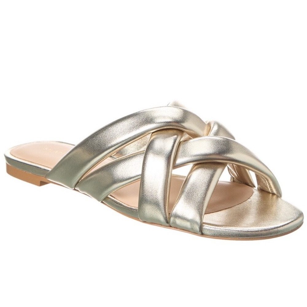Stuart Weitzman Crossover Slide Sandal Metallic Gold